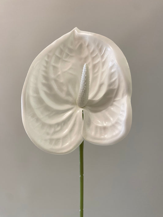 White Anthurium Single Stem small Artificial Faux Flower