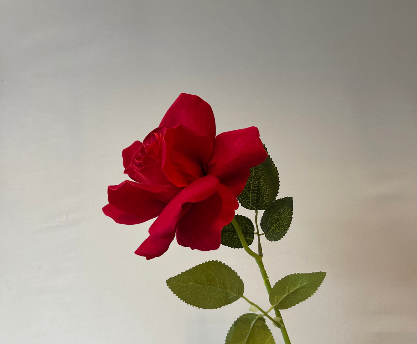 Red Velvet Rose Single Stem Artificial Flower Faux Flower