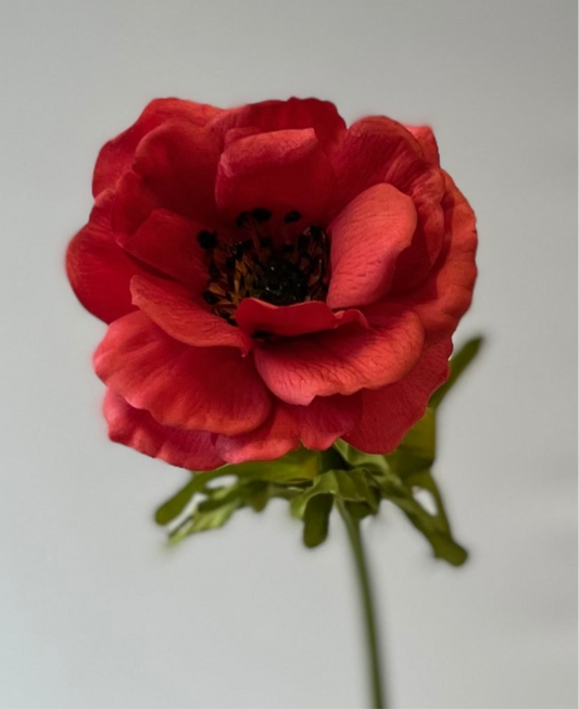 Real Touch Red Rose Anemone Single Stem Artificial Flowers Faux Flowers