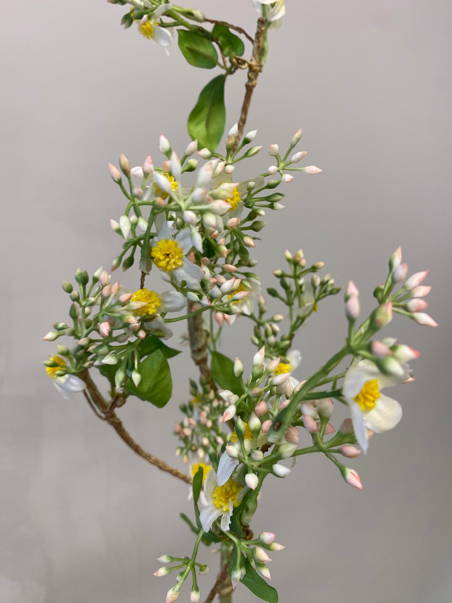 Green and White Branch Single Stem Artificial Faux Flowers