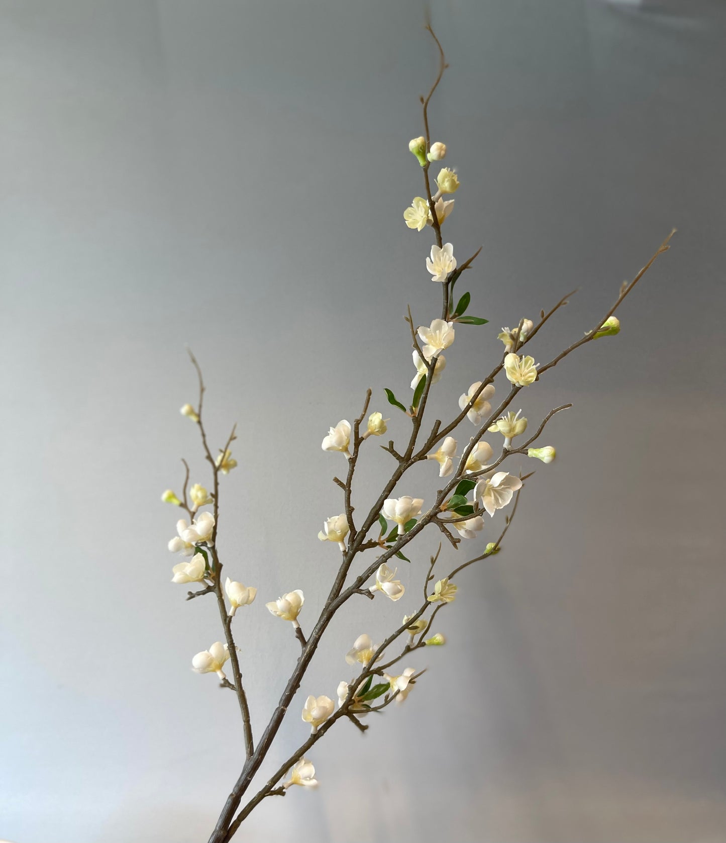 White Peach blossom Single Stem Artificial Faux Flowers