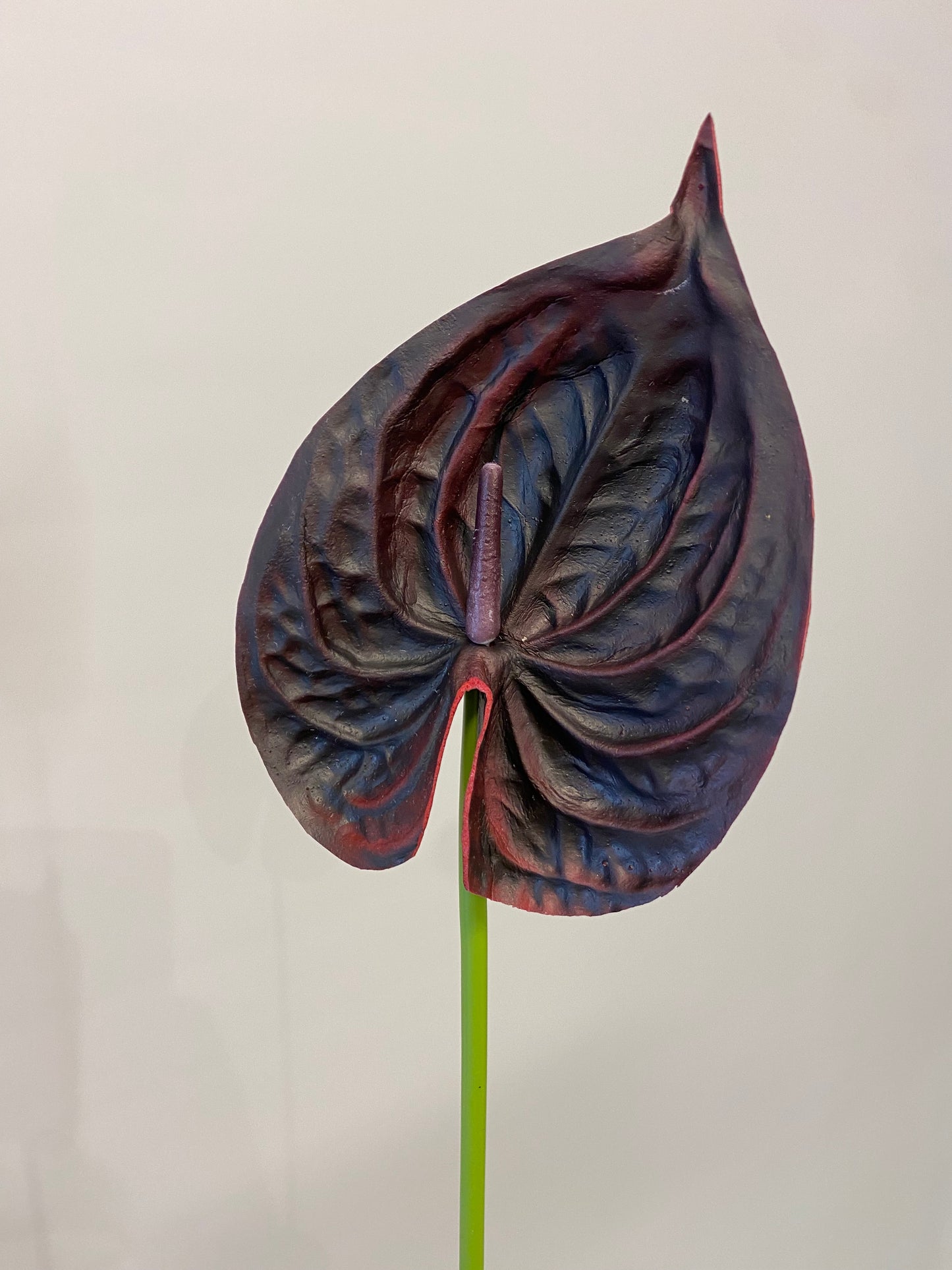 Real Touch Burgundy Anthurium single stem Artificial Faux Flowers Small