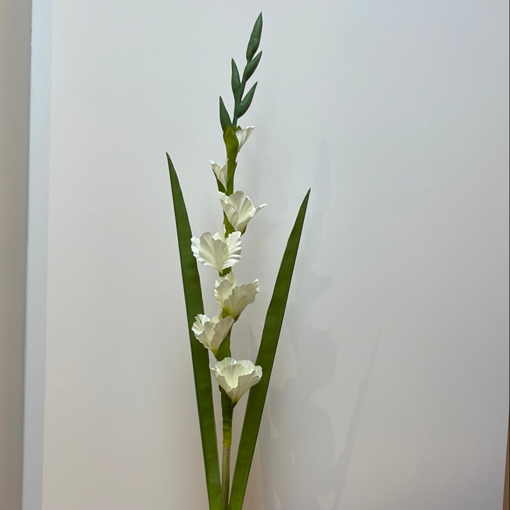 White Real Touch Gladiolus Single Stem Artificial Faux Flowers