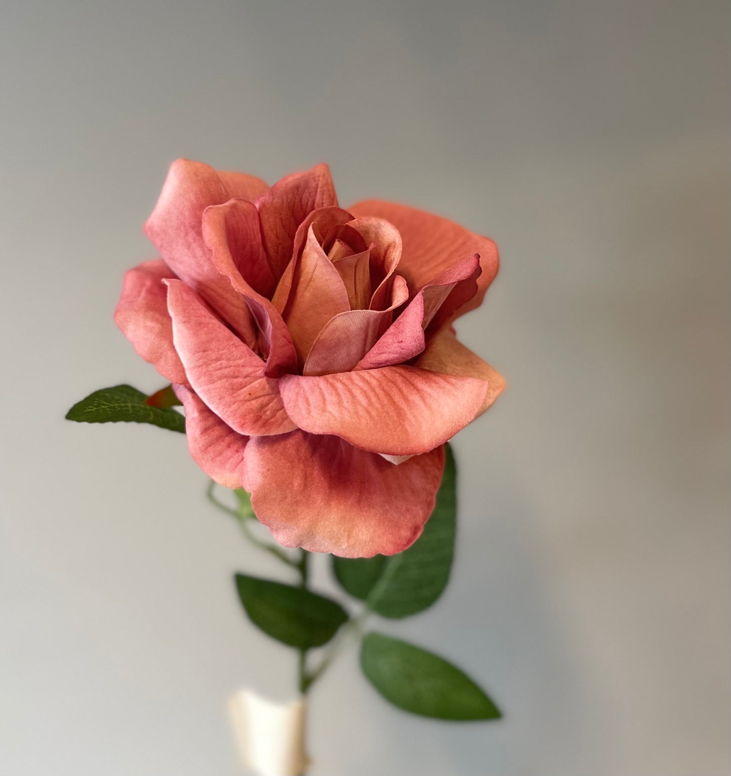 Dusty Velvet Rose Single Stem Artificial Faux Flower