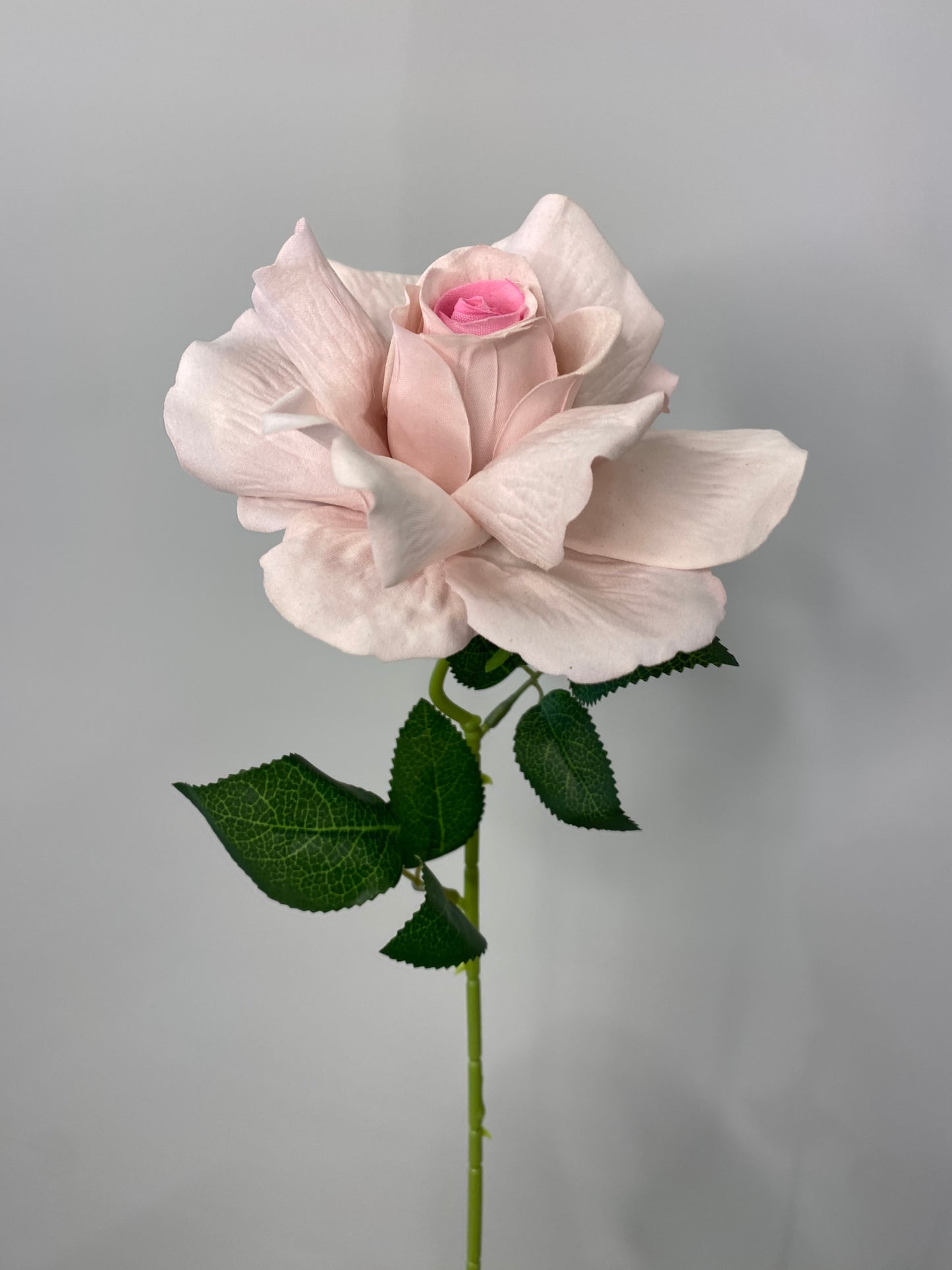 Light Pink Velvet Rose Single Stem Artificial Faux Flower
