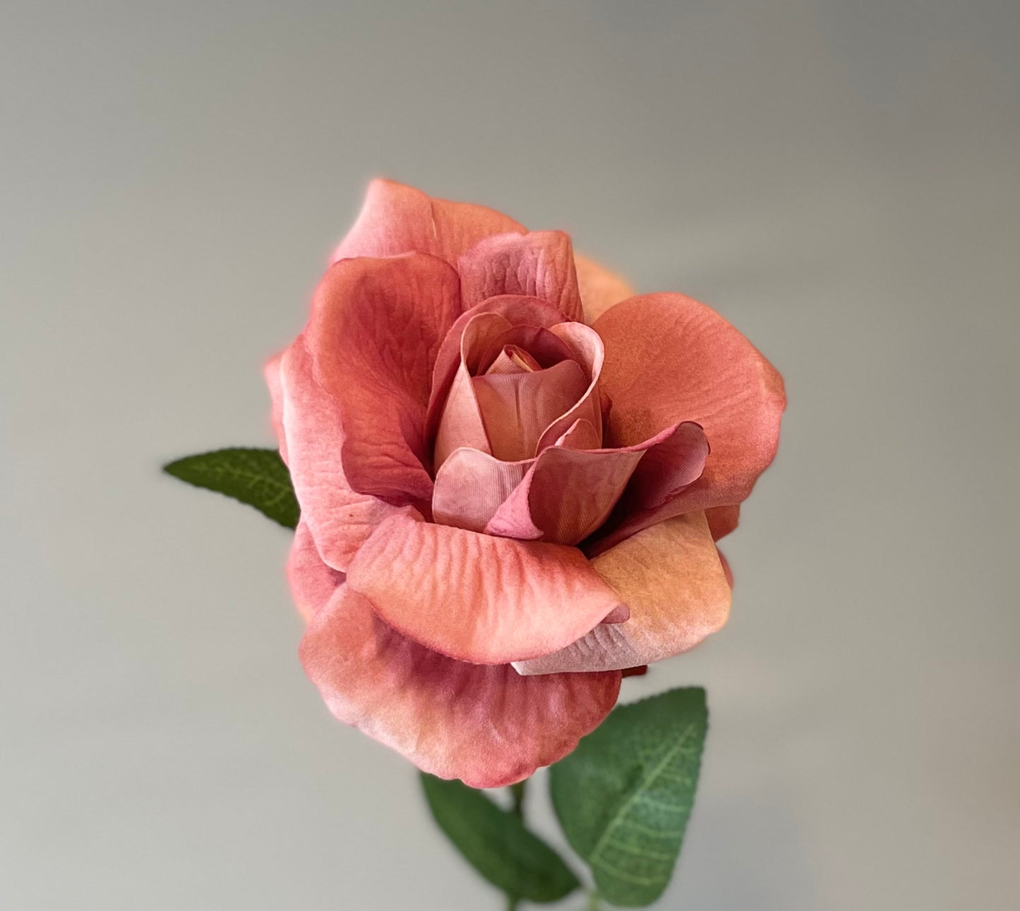 Dusty Velvet Rose Single Stem Artificial Faux Flower