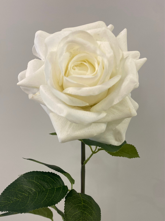 Real Touch White Hannah Rose Single Stem Artificial Faux Flowers F1