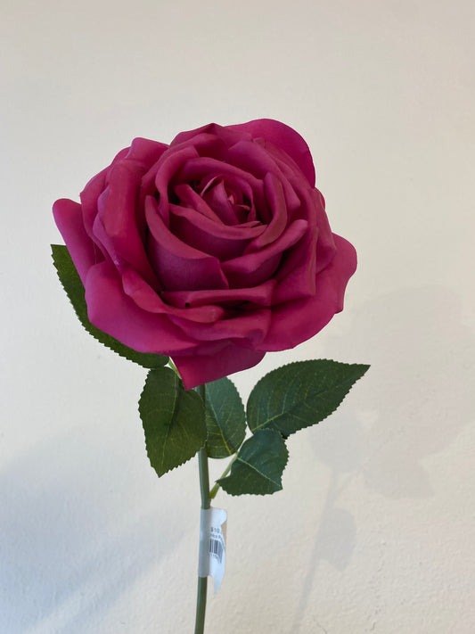 Real Touch Bella Rose Hot Pink Single Stem Artificial Faux Flowers