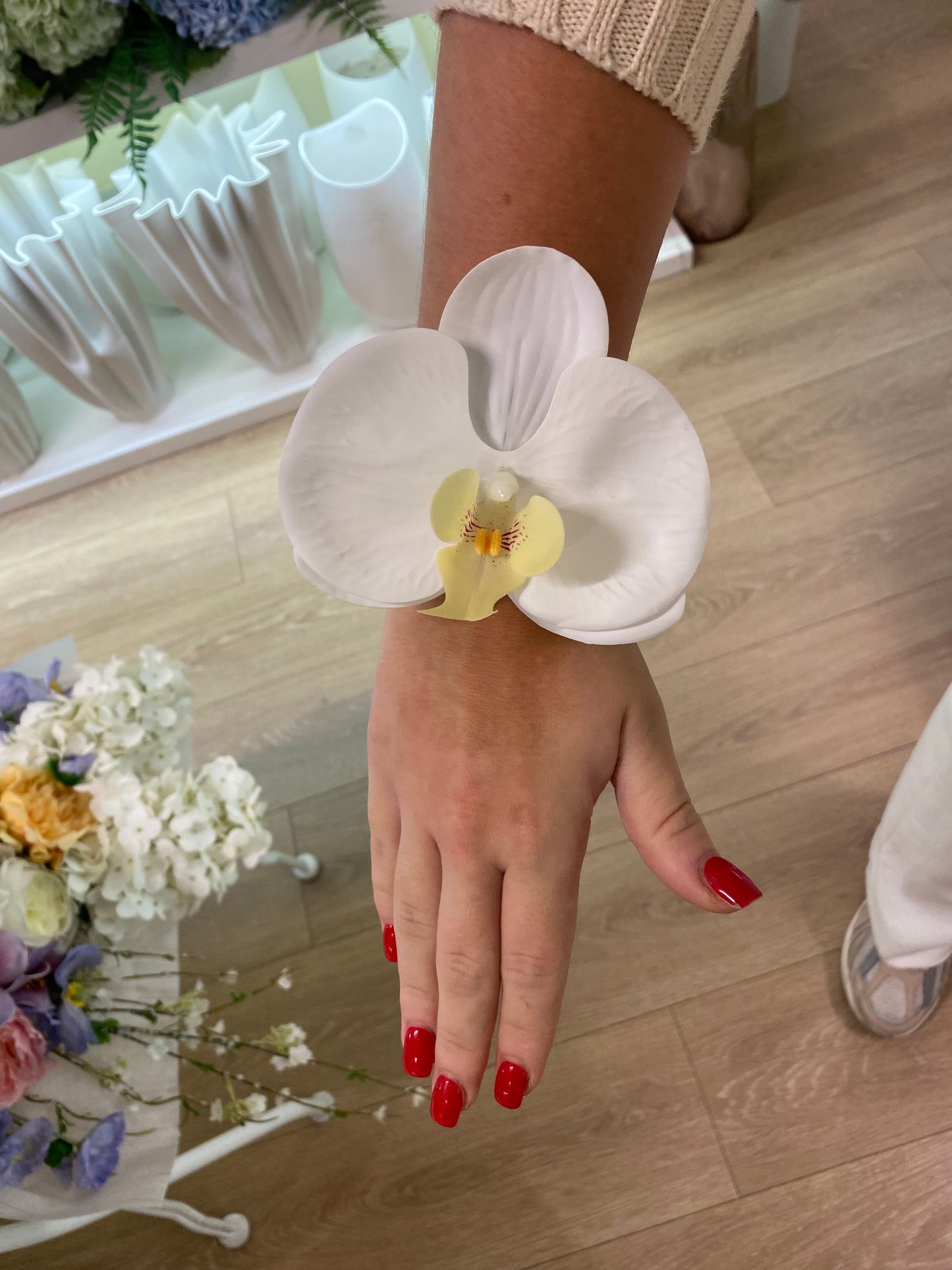 Corsage Classic Real Touch White Orchid Corsage