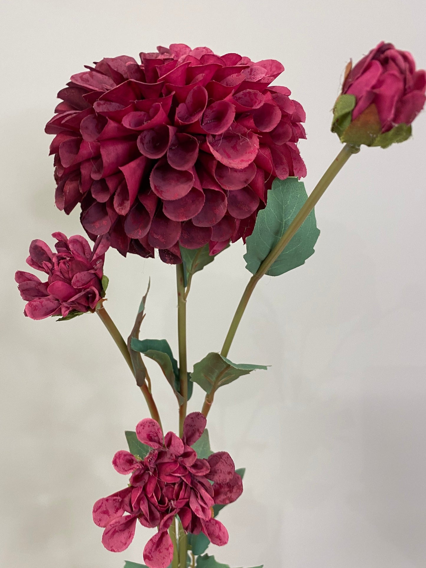 Burgundy Dahlia Spray Single Stem Artificial Faux Flowers