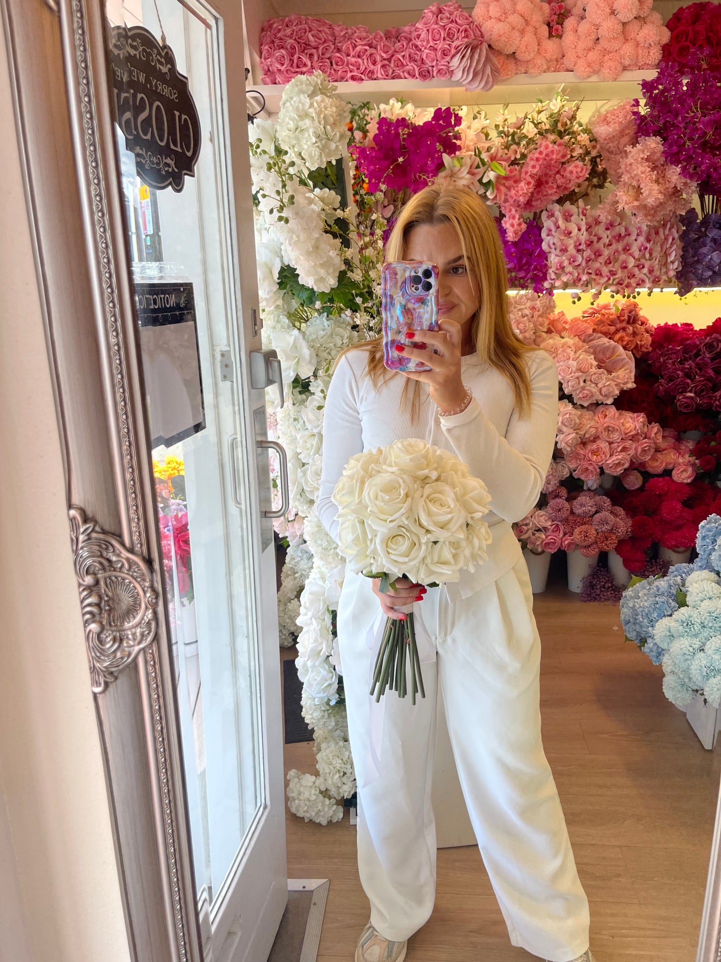 Catherine Phillips White Rose Wedding Bouquet