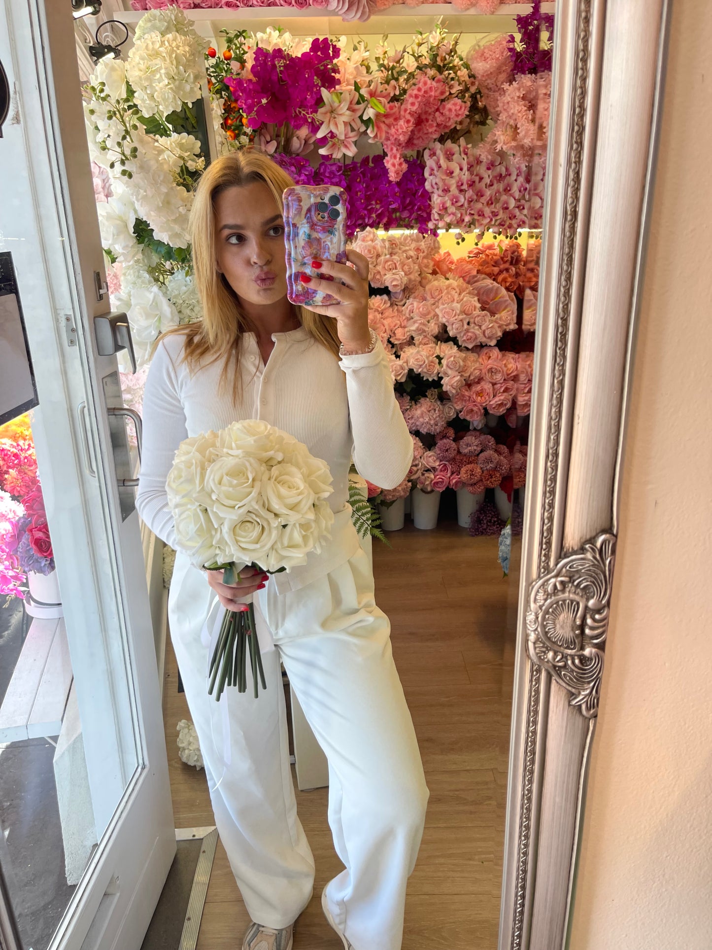 Catherine Phillips White Rose Wedding Bouquet