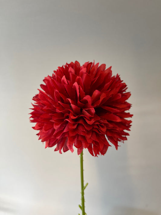 Red Chrysanthemum Single Stem Artificial Faux Flowers