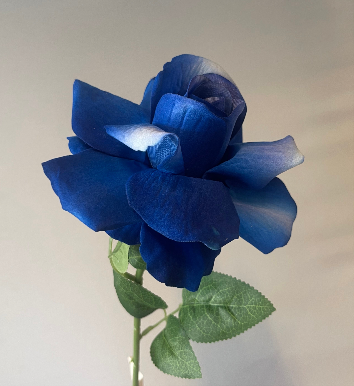 Striker Blue Velvet Rose Single Stem Artificial Faux Flower