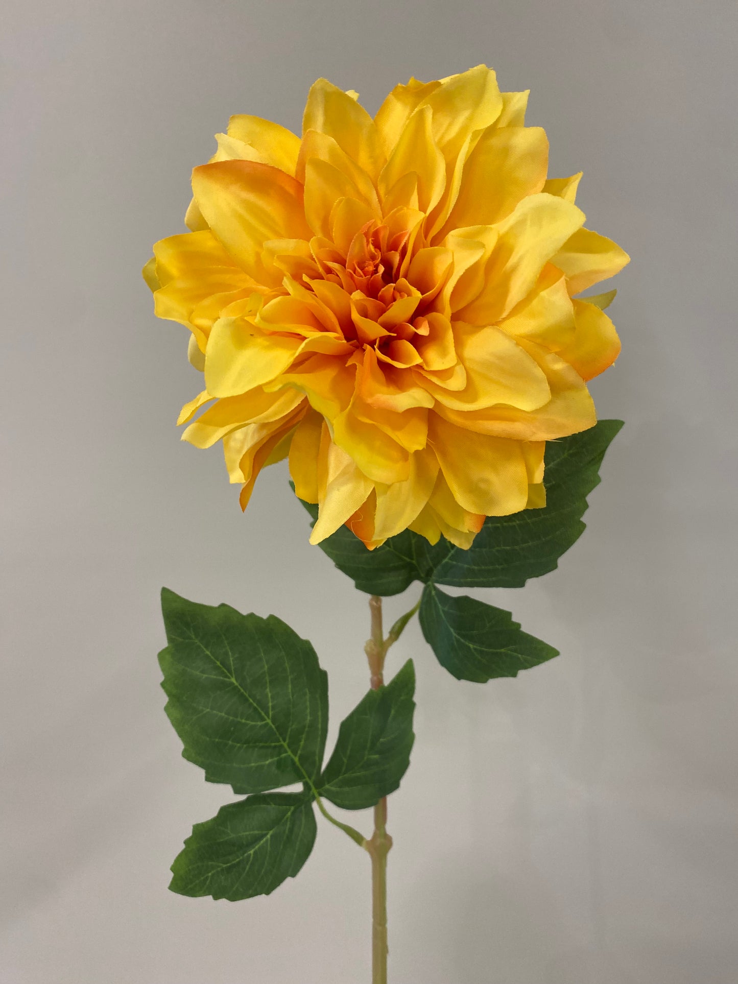 Yellow Dahlia single stem Artificial Faux Flowers