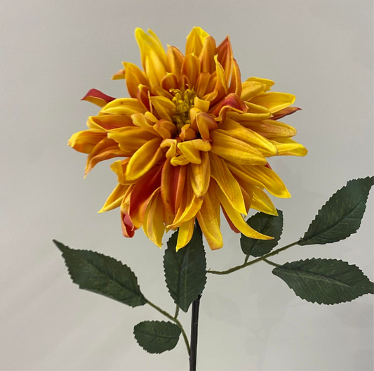 Real Touch Orange Burnt Dahlia Artificial Faux Flowers