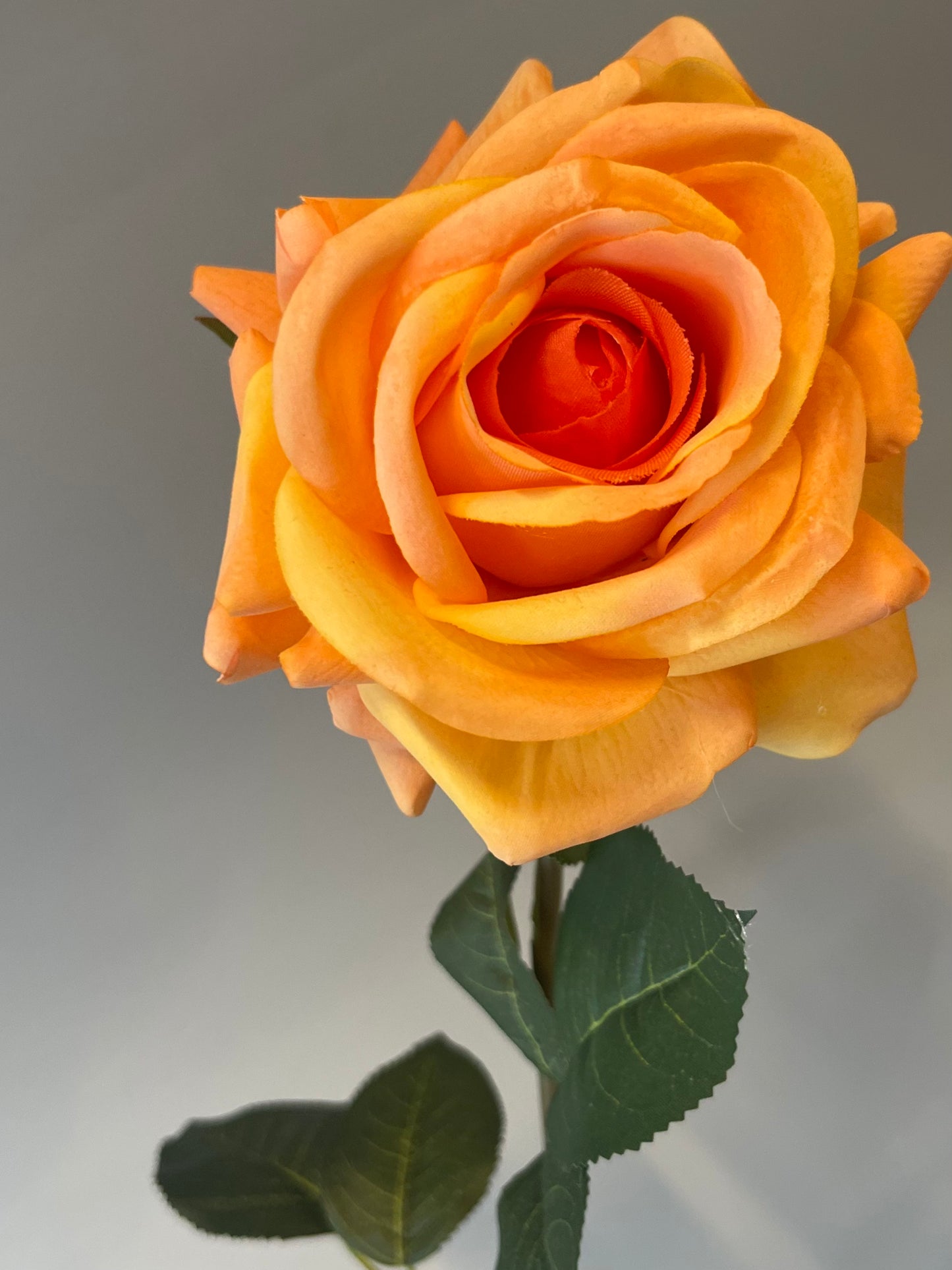 Real Touch Orange Hannah Rose Single Stem Artificial Flowers Faux Flowers