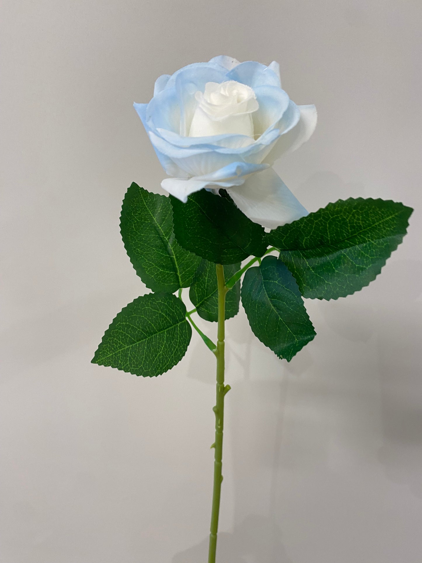Real Touch Light Blue Mini Rose Single Stem Artificial Flower