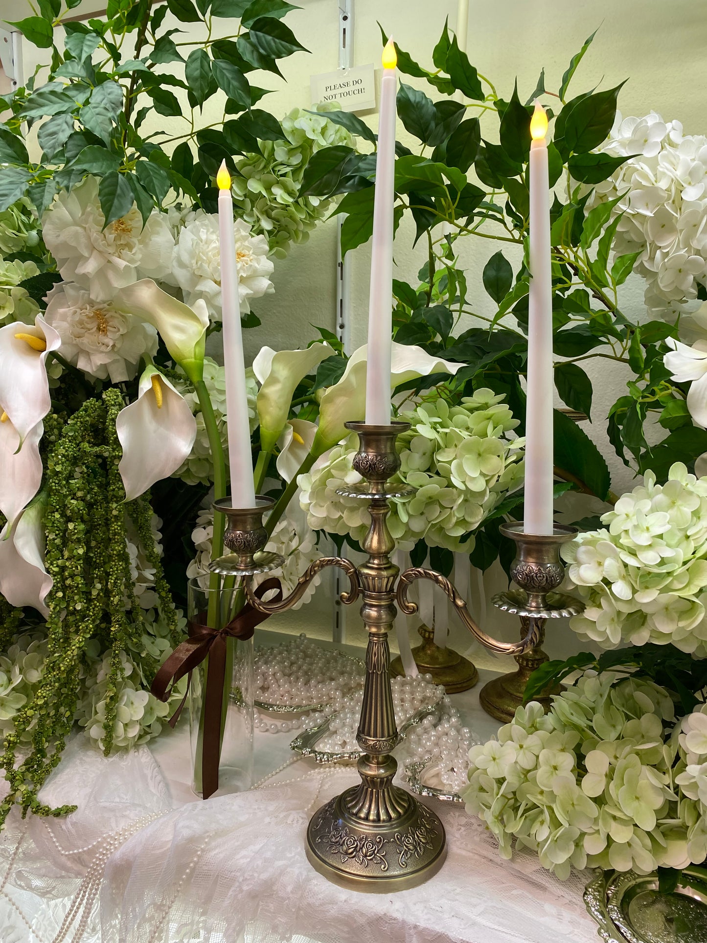 Hire 200 Assorted Silver/Gold Metal Candle Holders & White LED Taper Candles, Please Contact Us,