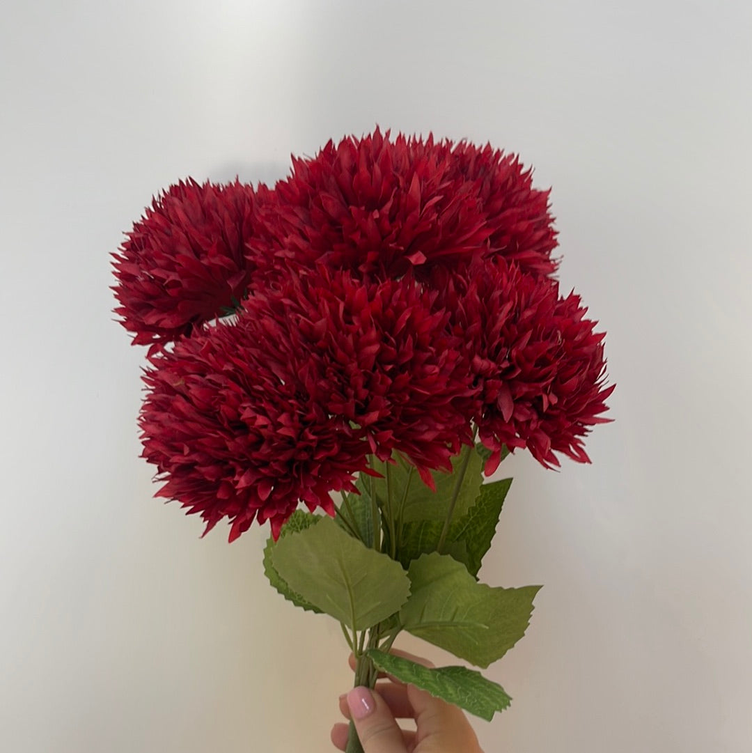 Red Chrysanthemum Spray Single Stem Artificial Faux Flowers