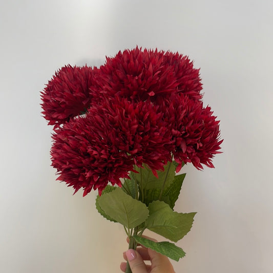 Red Chrysanthemum Spray Single Stem  Artificial Faux Flowers