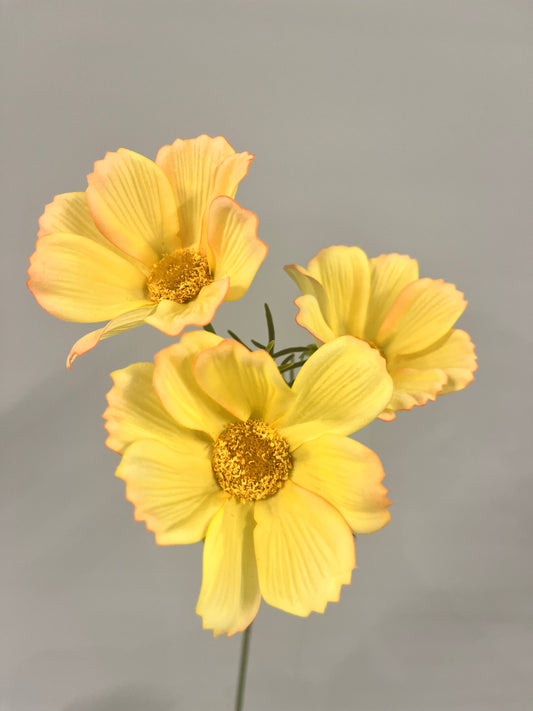 Real Touch Light Yellow Cosmos  Artificial Flowers Faux Flowers
