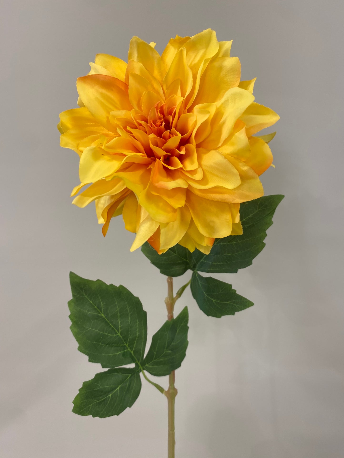 Yellow Dahlia single stem Artificial Faux Flowers