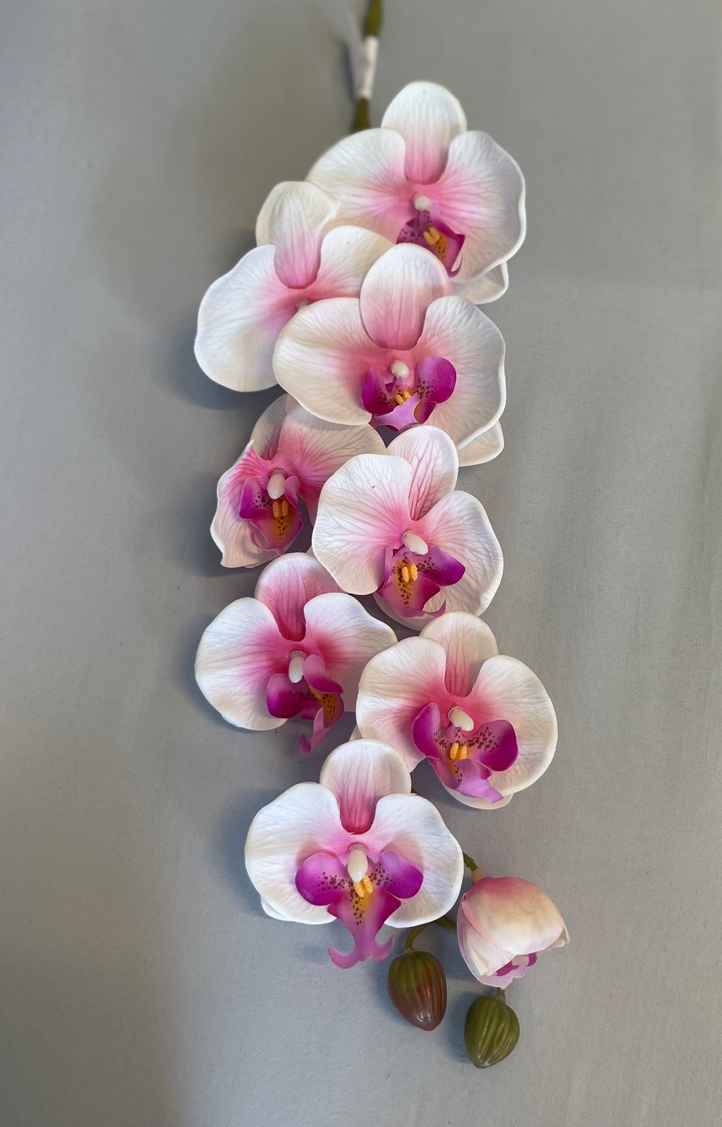 Real Touch White and Pink Orchid Single Stem Artificial Faux Flowers