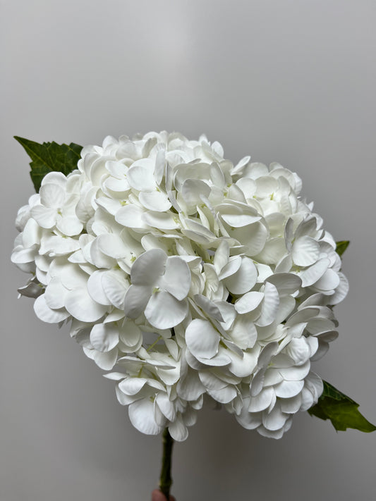 Real Touch White  Hydrangea Single Stem Artificial Faux Flowers