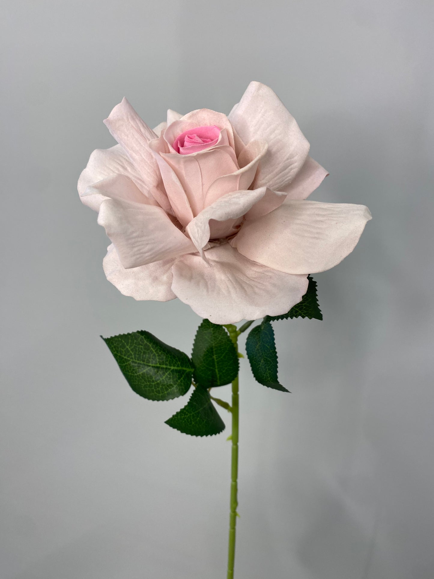 Light Pink Velvet Rose Single Stem Artificial Faux Flower