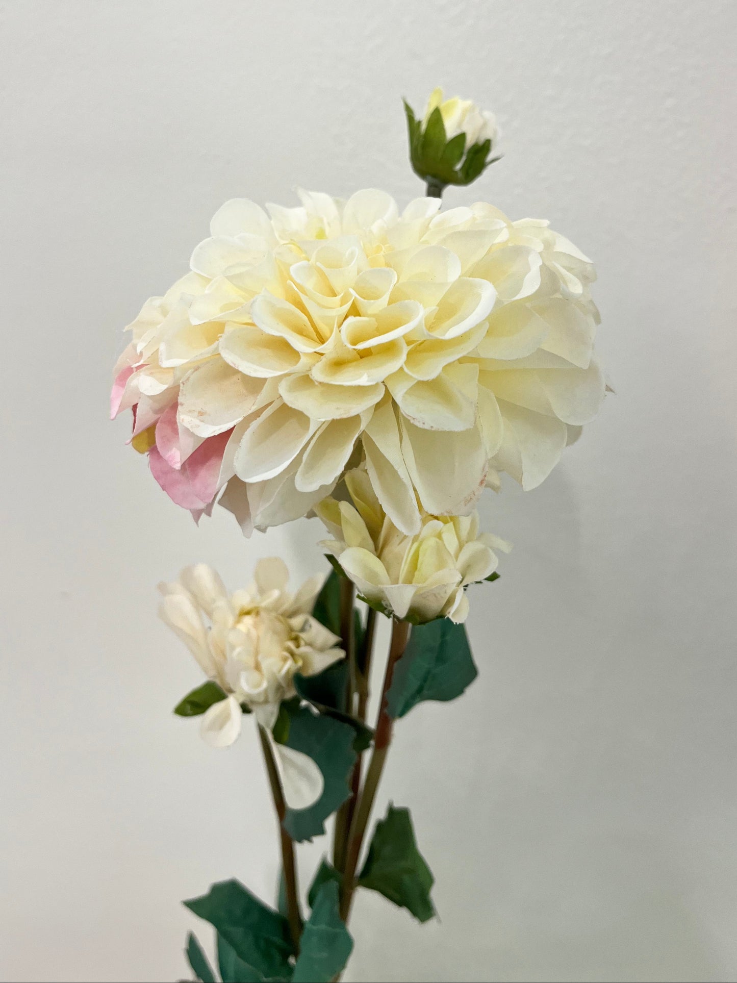 White Dahlia Spray Single Stem Artificial Faux Flowers