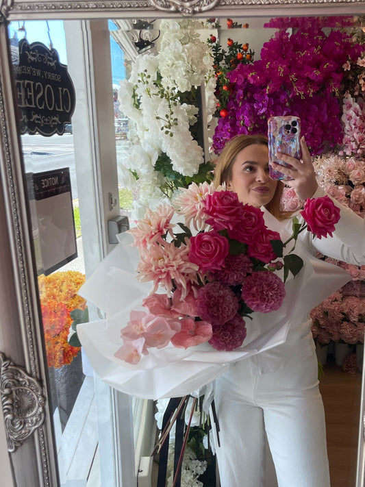Clarissa Artificial Faux Flower Wrapped Bouquet