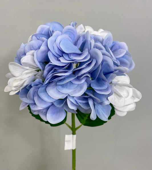Real Touch Light Blue & White Hydrangea Single Stem
