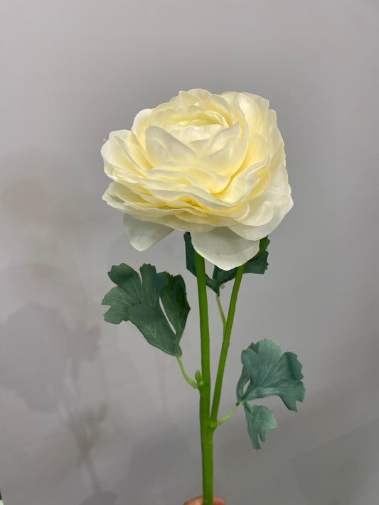 Real Touch White Ranunculus Single Stem Artificial Faux Flowers