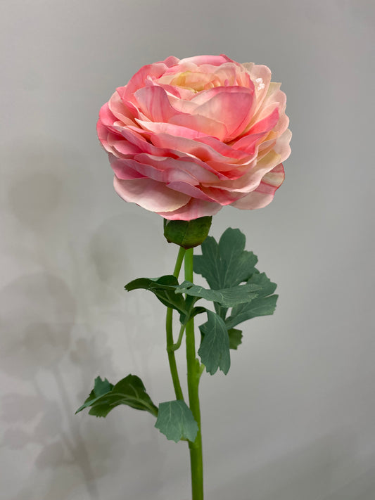 Real Touch Pink Ranunculus Single Stem Artificial Faux Flowers