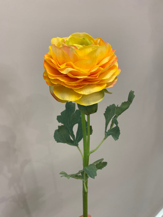Real Touch Orange Ranunculus Single Stem Artificial Faux Flowers