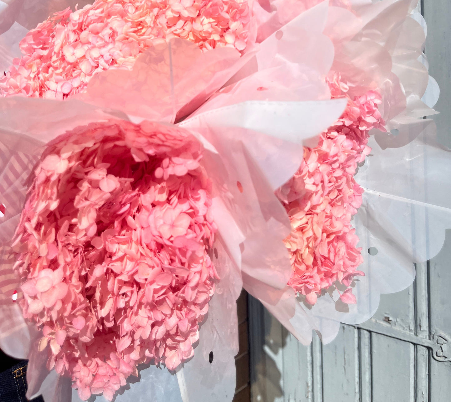Light Pink Dried Hydrangea Single Stem