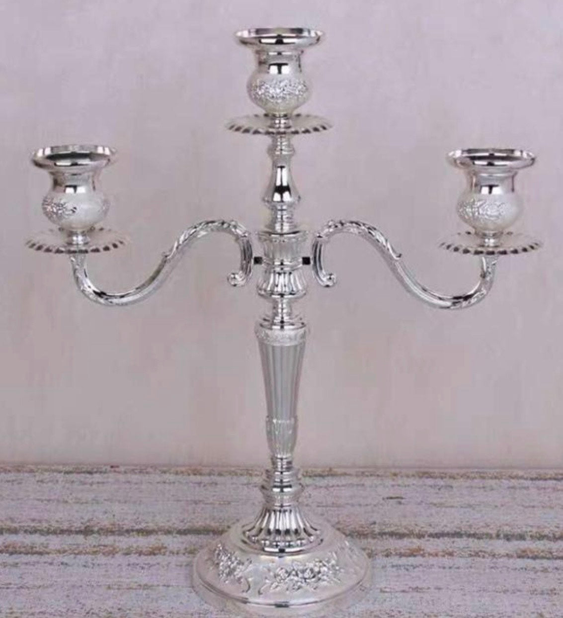 Silver Three Head Candelabra