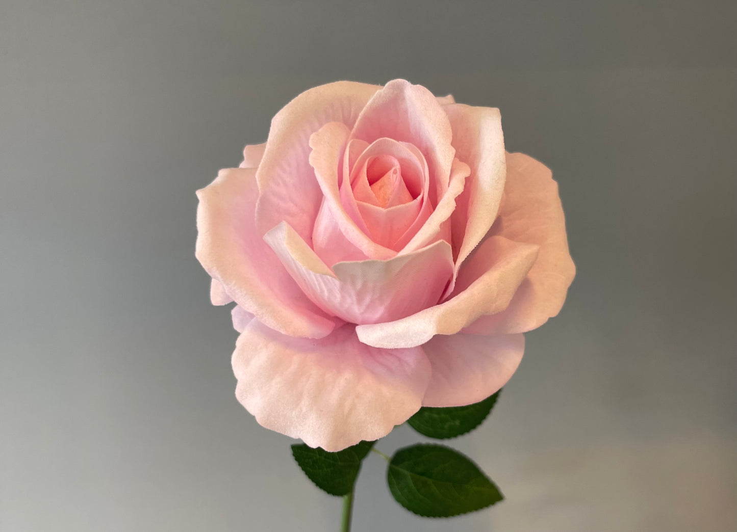 Light Pink Velvet Rose Single Stem Artificial Flower Faux Flower
