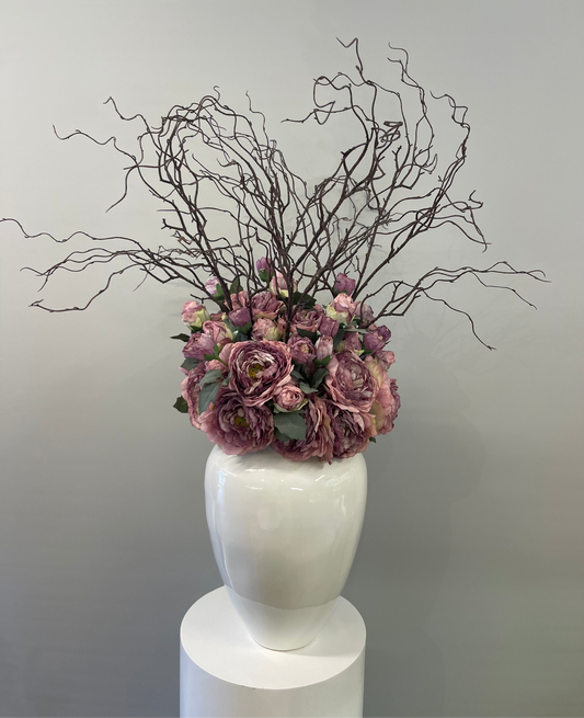 Florence Arrangement with Papaya Vase Artificial Flowers Faux Flowers Arrangement