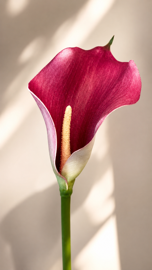 Real Touch Mini Burgundy Calla Lily Single Stem Artificial Faux Flowers