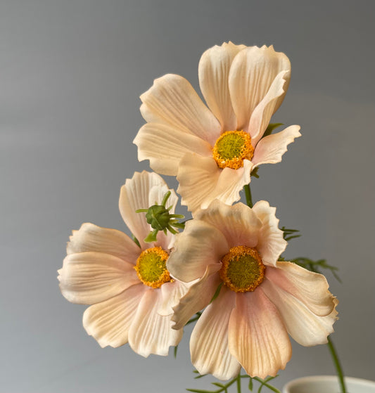 Real Touch Apricot Cream Cosmos Spray Artificial Flowers Faux Flowers