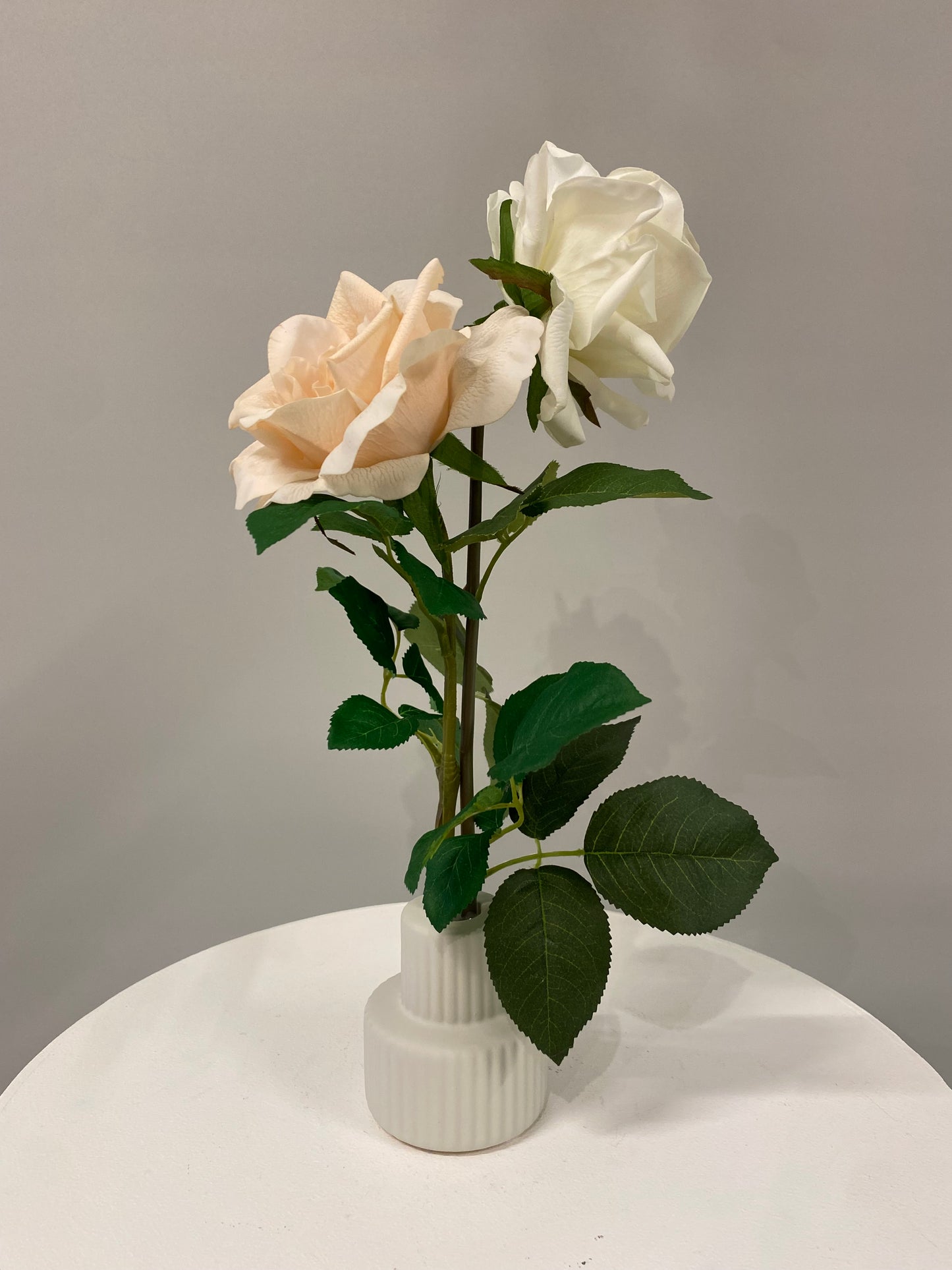 White Hannah Rose and soft pink Astrid Bud Vase