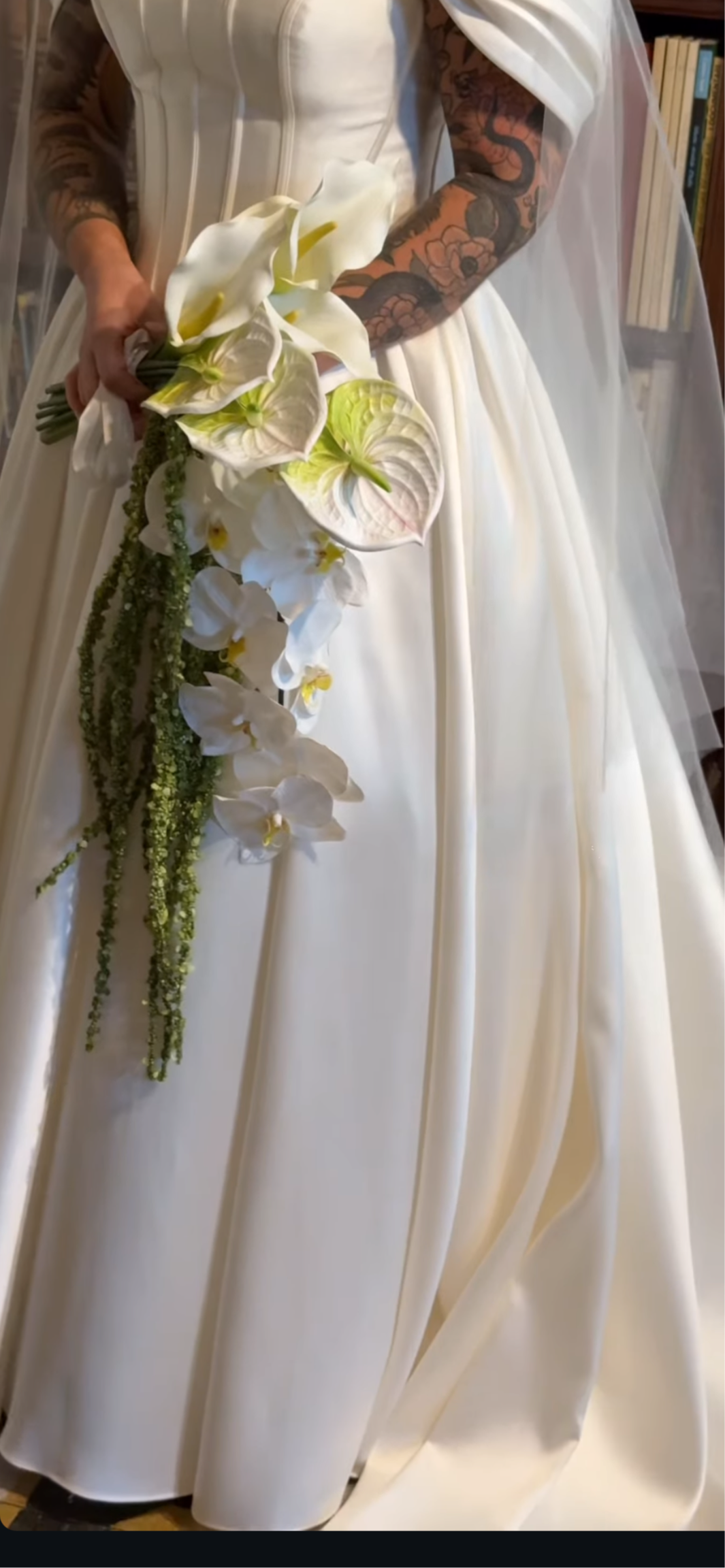 Catherine Phillips Modern Green and White Wedding Bouquet