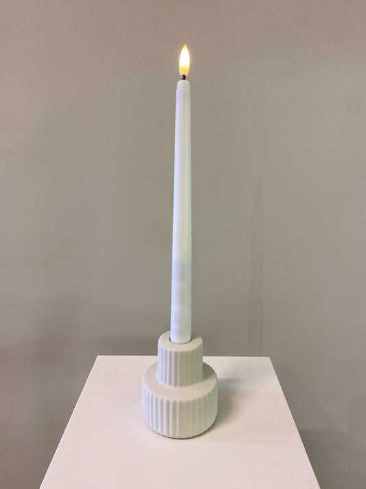 Ceramic Candle holder  & White Led Taper  Candle