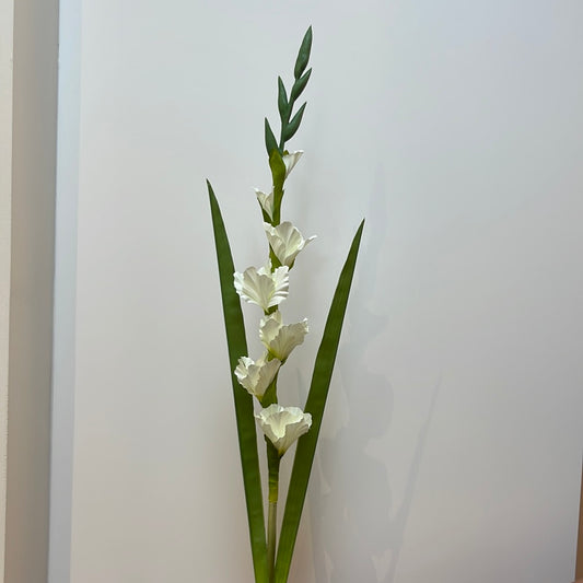 White Real Touch Gladiolus Single Stem Artificial Flowers Faux Flowers