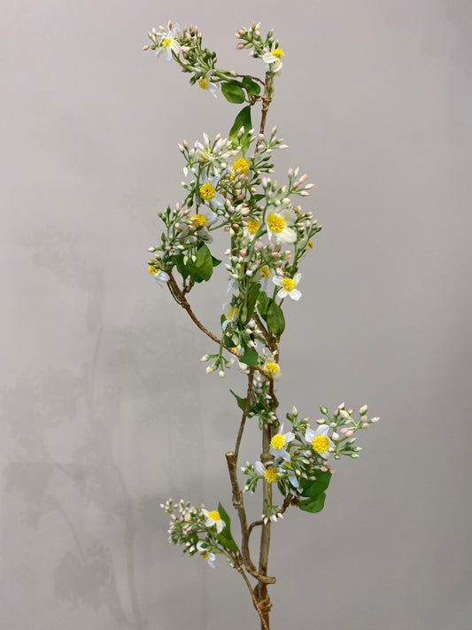 Green and White Branch Single Stem Artificial Faux Flowers