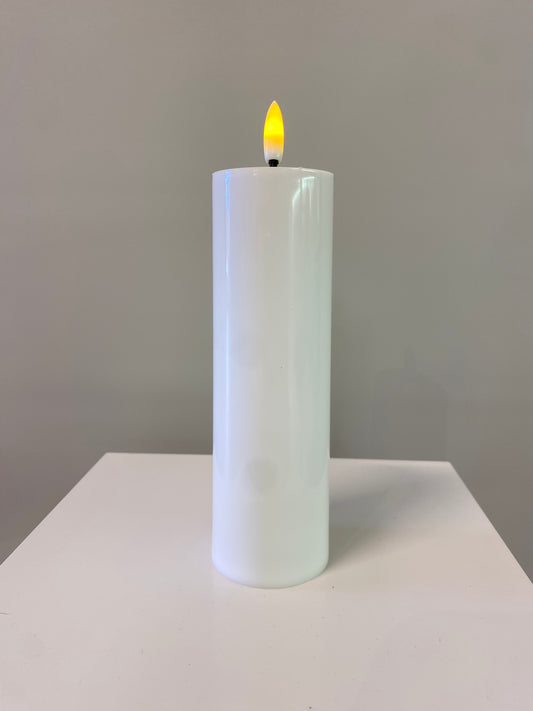 White Pillar Candle Led Batteries Included 19cm