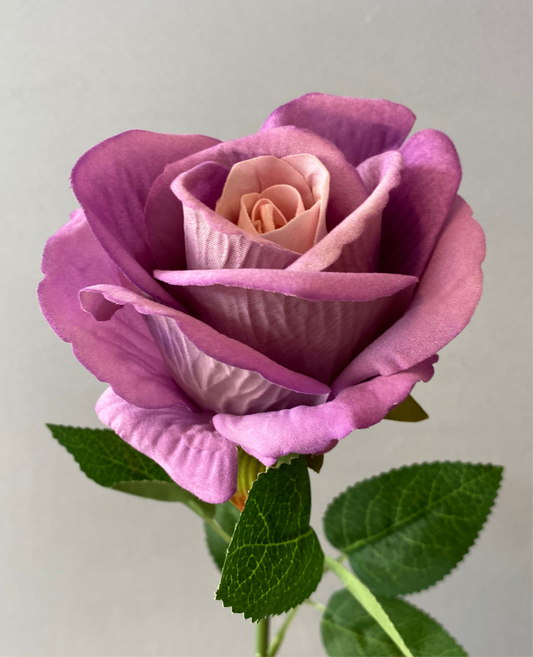 Lilac Velvet Rose Single Stem Artificial Flower Faux Flower