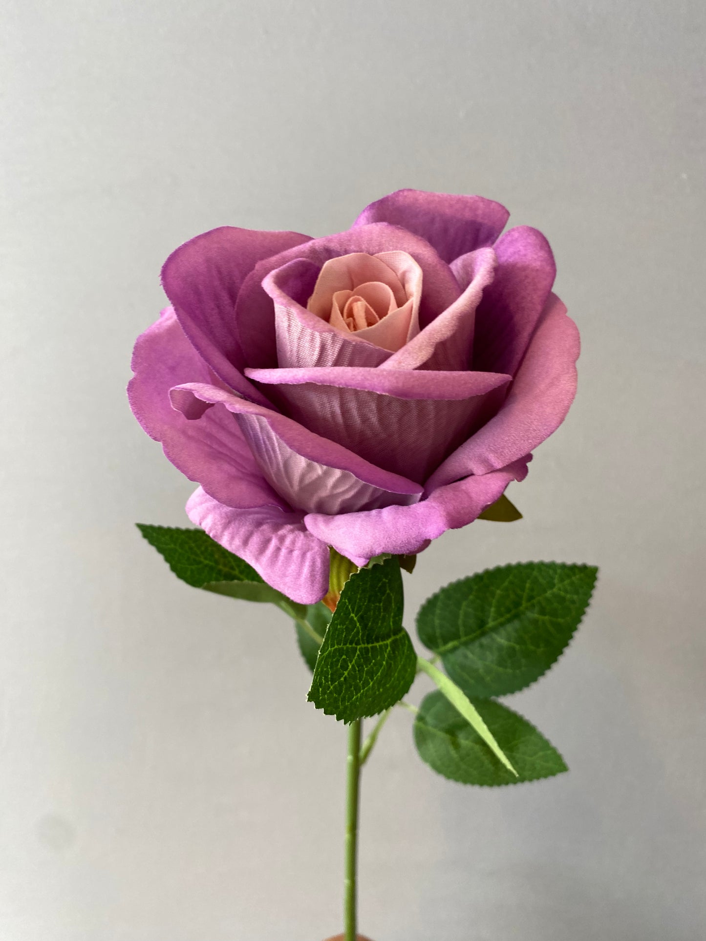 Lilac Velvet Rose Single Stem Artificial Flower Faux Flower